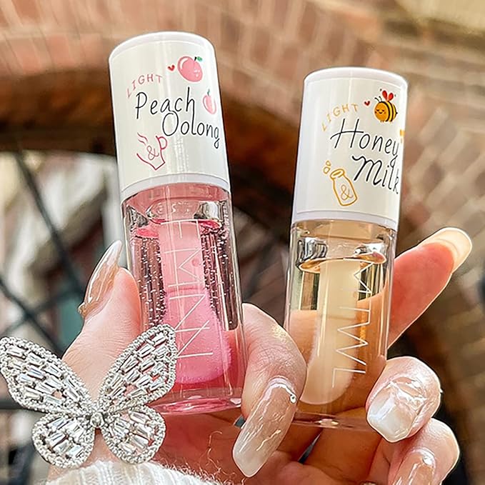 2 PCS Hydrating Clear Lip Oil (Jelly Honey Lip Gloss)