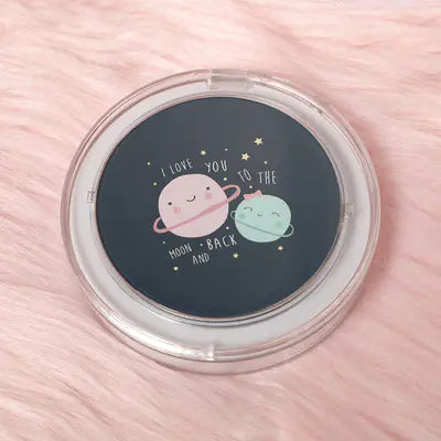 Mini Round Makeup Mirror with LED Light (Portable)