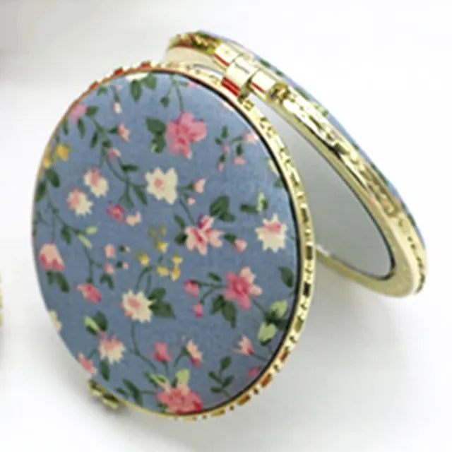 Retro Cloth Double-Fold Mini Makeup Mirror