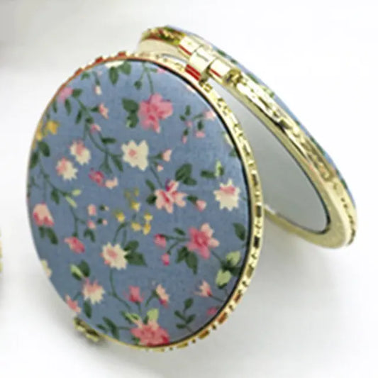 Retro Cloth Double-Fold Mini Makeup Mirror