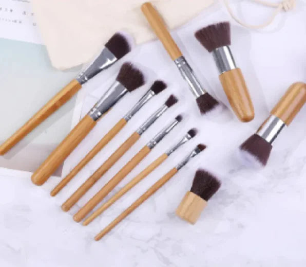 11-Piece Bamboo Makeup Brush Set