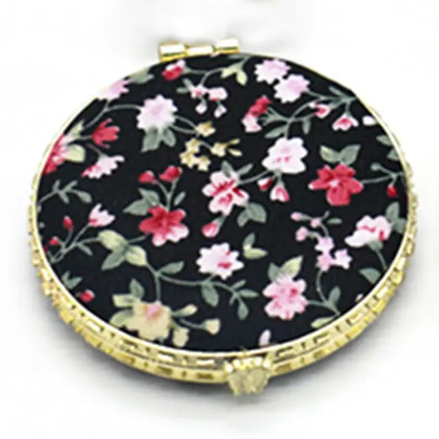 Retro Cloth Double-Fold Mini Makeup Mirror