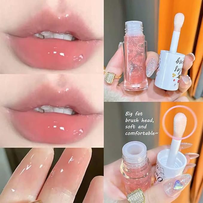 2 PCS Hydrating Clear Lip Oil (Jelly Honey Lip Gloss)