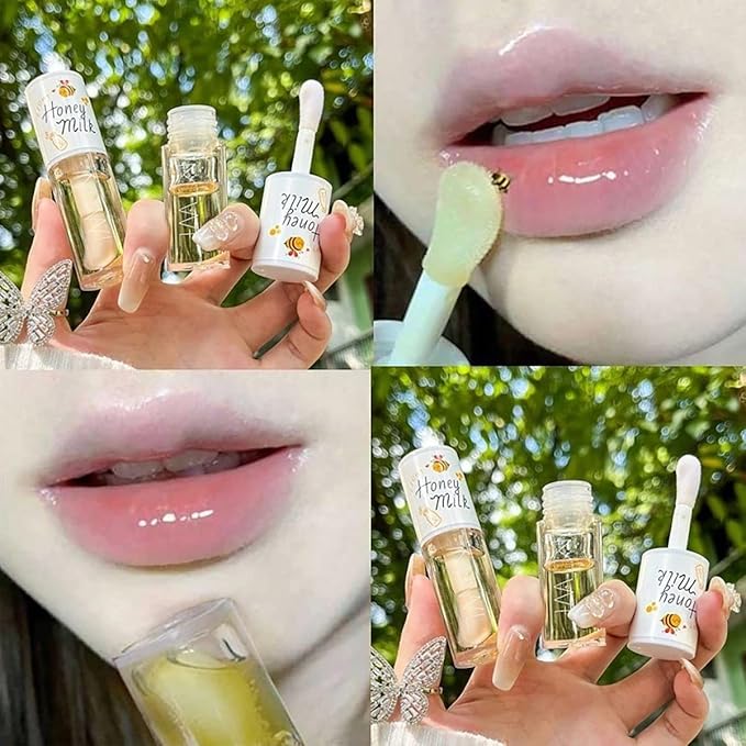 2 PCS Hydrating Clear Lip Oil (Jelly Honey Lip Gloss)