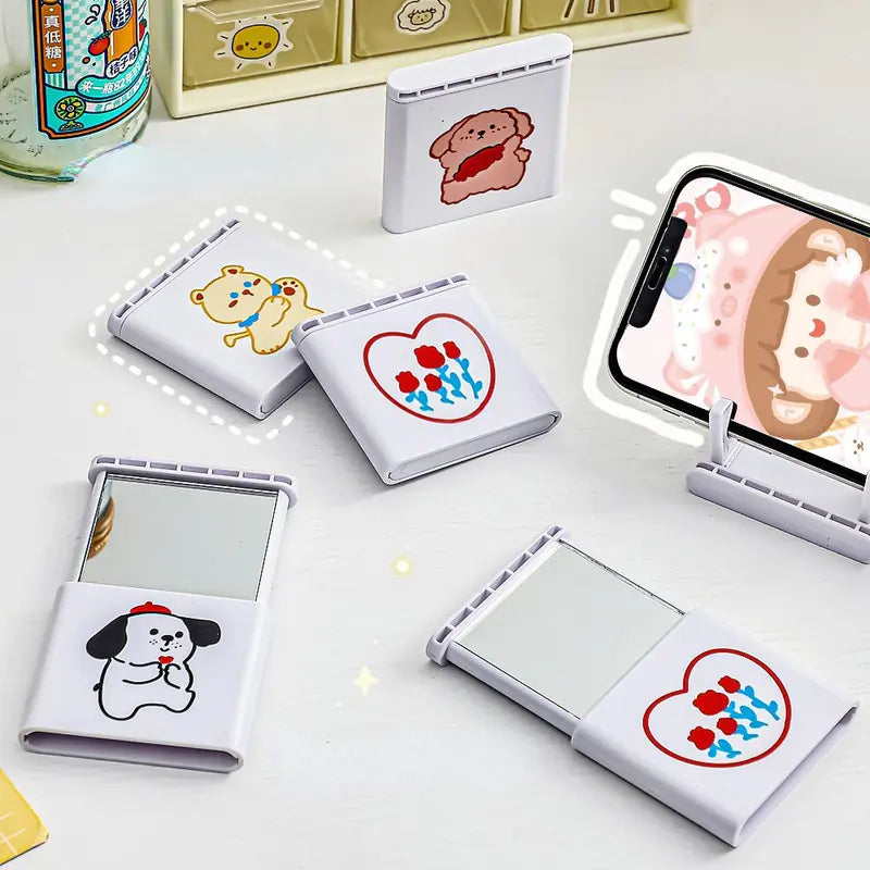 Portable Foldable Mirror with Phone Holder