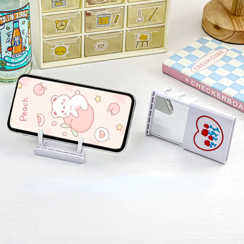 Portable Foldable Mirror with Phone Holder
