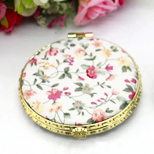 Retro Cloth Double-Fold Mini Makeup Mirror