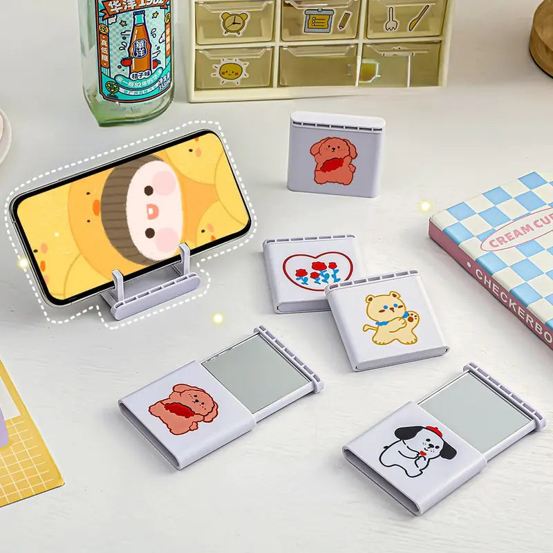 Portable Foldable Mirror with Phone Holder