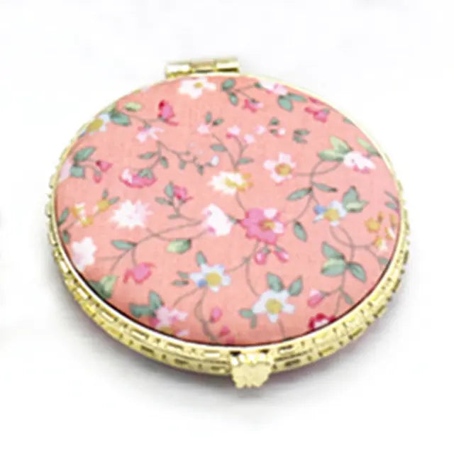 Retro Cloth Double-Fold Mini Makeup Mirror